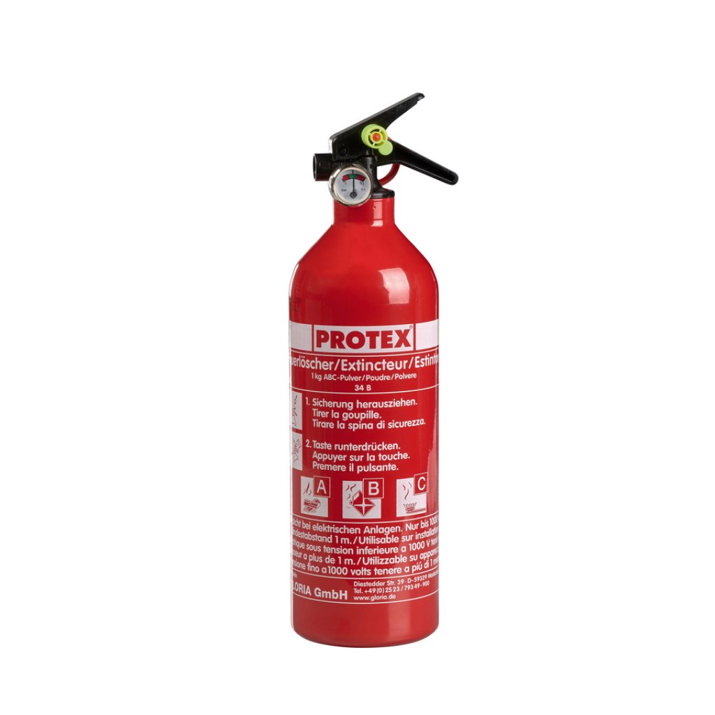 PROTEX Pulverfeuerlöscher PROTEX 1 kg mit Manometer