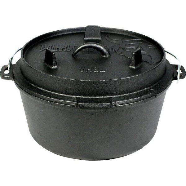 VALHAL OUTDOOR Feuertopf Dutch Oven VALHAL OUTDOOR Gusseisen flacher Boden 8 l