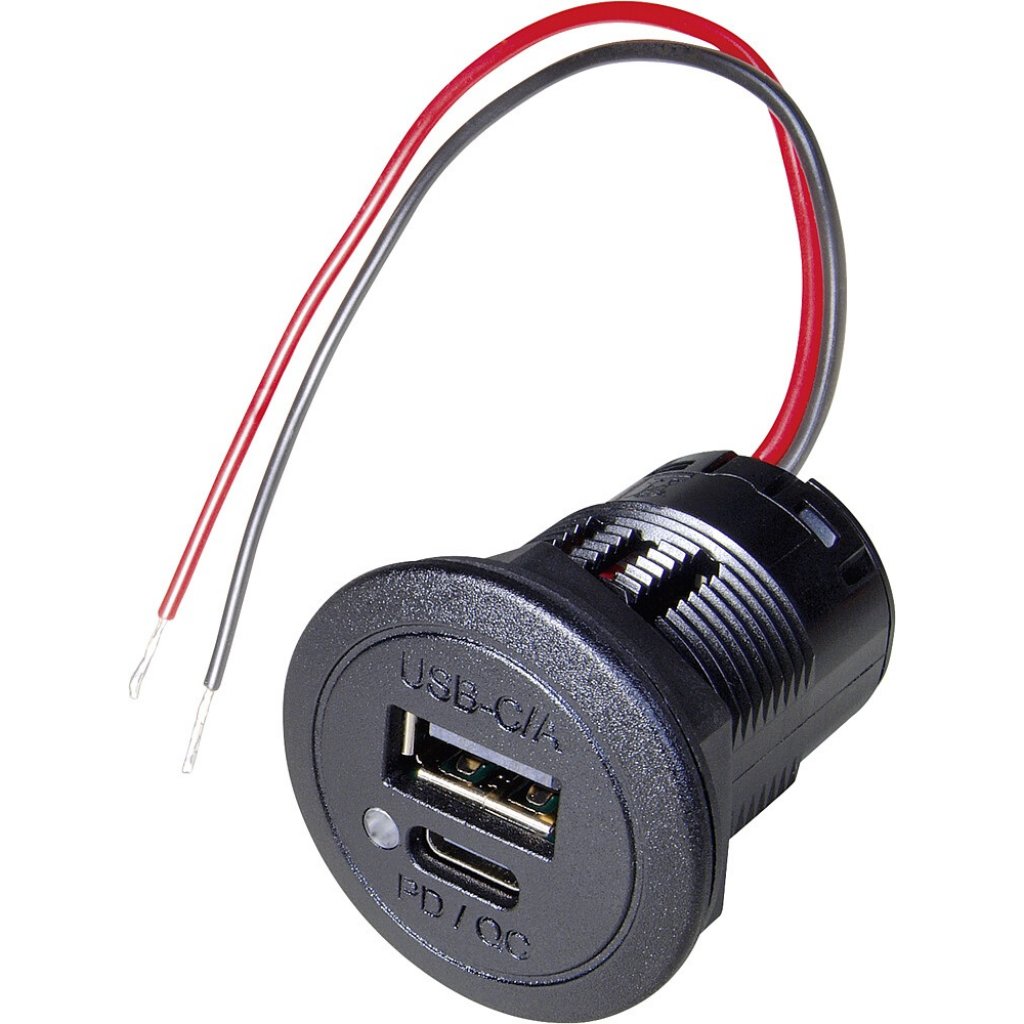 PRO CAR Power USB - C / A Doppelsteckdose PD / QC mit Kontroll-LED / 12 - 24 V